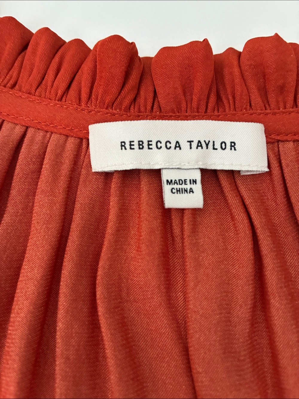 Rebecca Taylor Rust Red Midi Dress with Ruffled Sleeves, 2 pockets, Size S - Picture 4 of 6